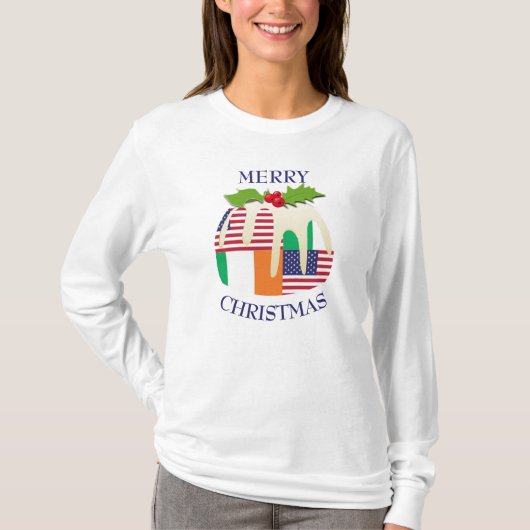 おもしろい |アイリッシュアメリカン |クリスマスプリンTシャツ Tシャツ (正面)