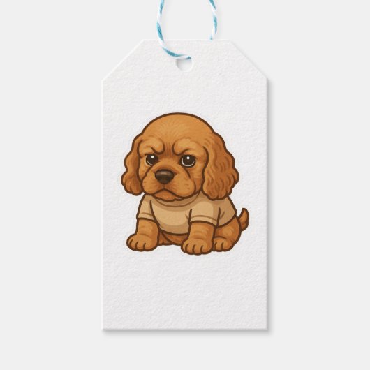 おもしろい+イライラした犬のオリジナルTシャツ ギフトタグ (正面)