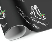 おもしろい・ウーマンズ・ハイヒール・シュー・スケッチブラック・クリスマス ラッピングペーパー (ロールコーナー)