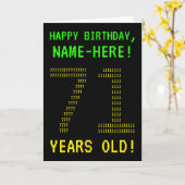 おもしろい、オタク系の、真面目な"71歳!" バースデー・カード カード (黄色い花)