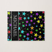 おもしろい、カラフルな星パターン + 名前をカスタムするのパズル ジグソーパズル (横)
