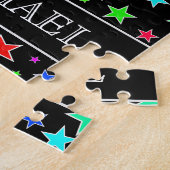 おもしろい、カラフルな星パターン + 名前をカスタムするのパズル ジグソーパズル (側面)