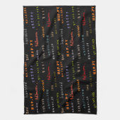 おもしろい&カラフルタイポグラフィスピリットハロウィーン キッチンタオル (縦)