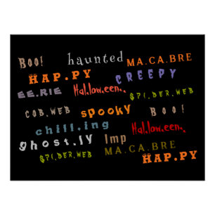おもしろい&カラフルタイポグラフィパターン、ハロウィーン ポスター