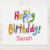 おもしろい&カラフルハッピーバースデー文字- パーソナライズされた スパークリングワインラベル (シングルラベル)