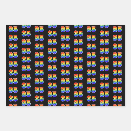 おもしろい、カラフルレインボースペクトラムパターン35イベント番号 ラッピングペーパーシート (正面)