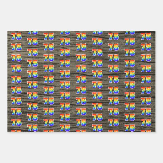 おもしろい、カラフルレインボースペクトラムパターン75イベント番号 ラッピングペーパーシート (正面2)