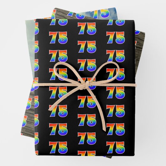 おもしろい、カラフルレインボースペクトラムパターン75イベント番号 ラッピングペーパーシート (インサイチュ)