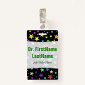 おもしろい、カラフル星のパターン;名パーソナライズされた前 バッジ (裏面クリップ)