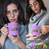 おもしろい、カラフル漫画の文字 |ソニア コーヒーマグカップ
