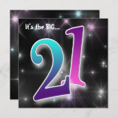 おもしろい&カラフル21歳誕生日パーティの招待状 招待状 (正面/裏面)