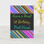 おもしろい、カラフル、お洒落な第1バースデー・カード カード (黄色い花)