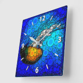 おもしろい,カラフル,海クラゲ写真サークルアート スクエア壁時計 (傾斜)