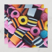 おもしろい、カラフル、甘味料グリーティングカード (正面/裏面)