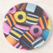 おもしろい、カラフル、甘草のキャンディー コースター (正面)