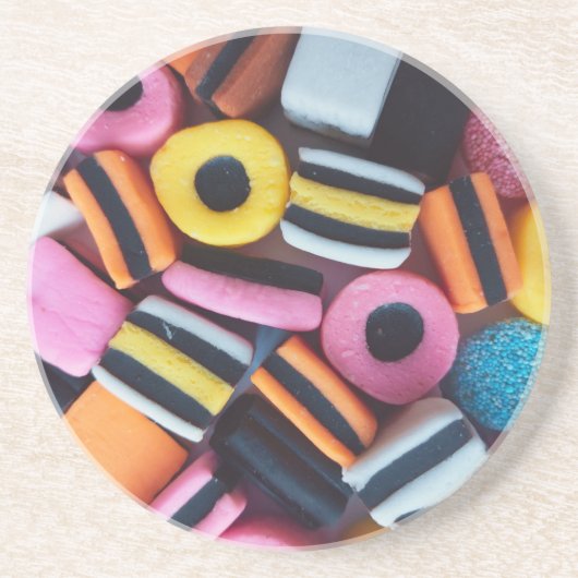 おもしろい、カラフル、甘草のキャンディー コースター (正面)