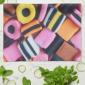 おもしろい、カラフル、甘草キャンディ キッチンタオル (折り畳み)