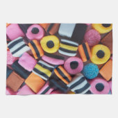 おもしろい、カラフル、甘草キャンディ キッチンタオル (横)