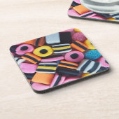 おもしろい、カラフル、甘草キャンディ コースター (左側)