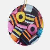 おもしろい、カラフル、甘草キャンディ セラミックオーナメント (左)