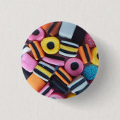 おもしろい、カラフル、甘草キャンディ 缶バッジ (正面)