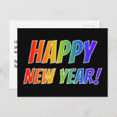 おもしろい、カラフル、虹スペクトルの"明けましておめでとう! " ポストカード (正面/裏面)