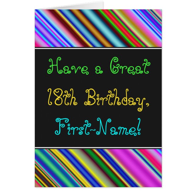 おもしろい, カラフル, 18お洒落番目の誕生日・カード (正面)