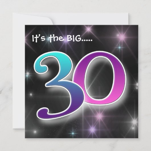 おもしろい& カラフル 30歳の誕生日パーティの招待状 招待状 (正面)