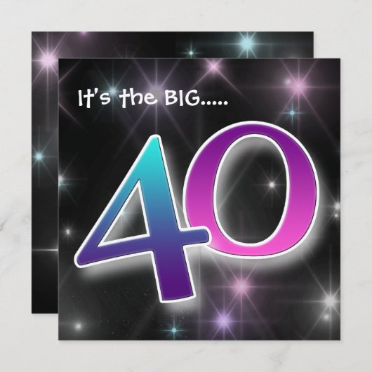 おもしろい& カラフル 40歳の誕生日パーティの招待状 招待状 (正面/裏面)