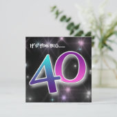 おもしろい& カラフル 40歳の誕生日パーティの招待状 招待状 (スタンド正面)