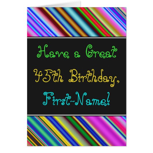 おもしろい, カラフル, 45お洒落番目の誕生日・カード (正面)