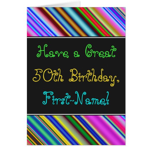おもしろい, カラフル, 50お洒落番目の誕生日・カード (正面)