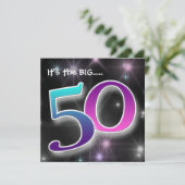 おもしろい& カラフル 50歳誕生日パーティーの招待 招待状 (スタンド正面)