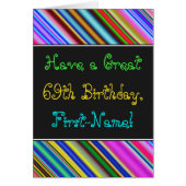 おもしろい, カラフル, 69お洒落番目の誕生日・カード (正面)