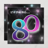 おもしろい& カラフル 80歳誕生日パーティーの招待 招待状 (正面/裏面)