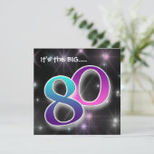 おもしろい& カラフル 80歳誕生日パーティーの招待 招待状 (スタンド正面)