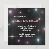 おもしろい& カラフル 80歳誕生日パーティーの招待 招待状 (裏面)