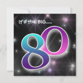 おもしろい& カラフル 80歳誕生日パーティーの招待 招待状 (正面)