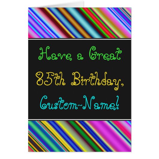おもしろい, カラフル, 85お洒落番目の誕生日・カード (正面)