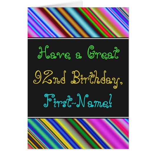 おもしろい, カラフル, 92お洒落番目の誕生日・カード (正面)