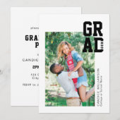 おもしろい·カレッジ·ロゴ卒業発表 招待状 (正面/裏面)