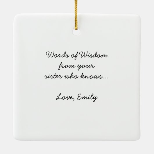 おもしろい&カワイズ結婚アドバイスクリスマスオーナメント セラミックオーナメント (裏面)