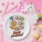 おもしろい&カワイバースデーパピー&キットンパーティー ペーパープレート (パーティー)