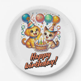 おもしろい&カワイバースデーパピー&キットンパーティー ペーパープレート