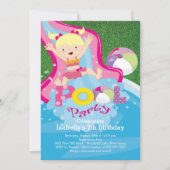 おもしろい·ガール·プール·バースデー·パーティーの招待 招待状 (正面)