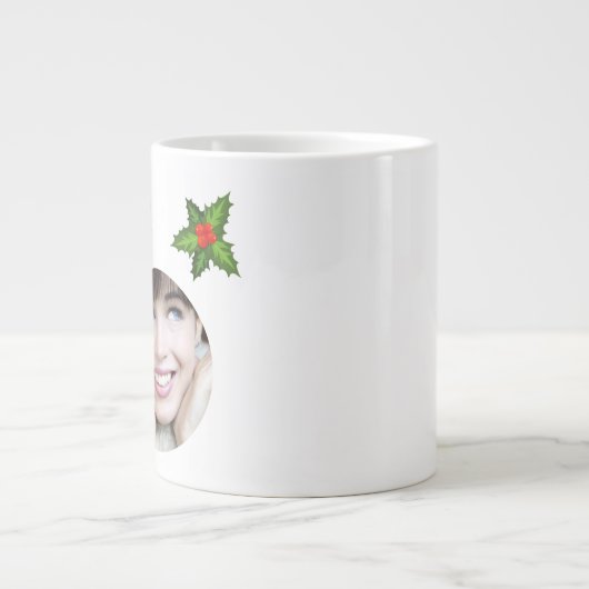 おもしろい「キス」ロマンチックなクリスマス写真ミスタントー ジャンボコーヒーマグカップ (正面)