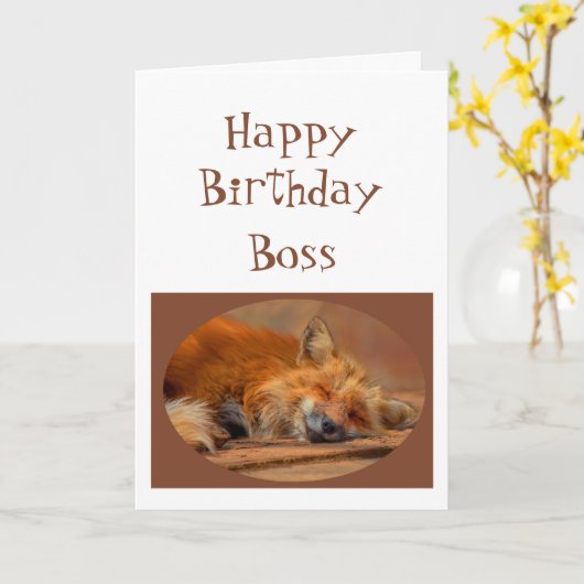 おもしろい「キツネ与えなし」ボス誕生日動物ユーモア カード (黄色い花)