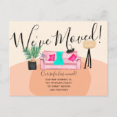 おもしろい·キャット·ソファ·イラストレーションの引っ越し案内 案内ポストカード (正面)