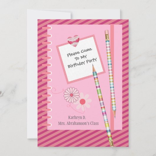 おもしろい&クかわいらしラスメート/学校誕生日招待状 招待状 (正面)