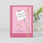 おもしろい&クかわいらしラスメート/学校誕生日招待状 招待状 (スタンド正面)